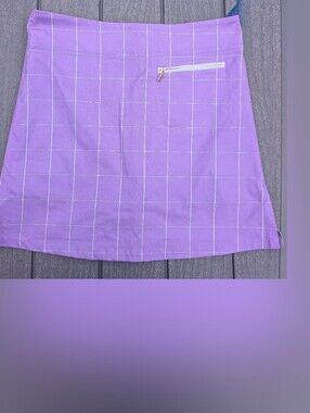 Purple Windowpane Zip-Pocket Skirt